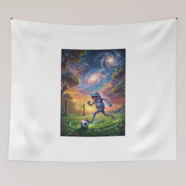 Item preview, Cosmic Alien Frog Soccer Player Football Galaxy Pop Surrealism designed and sold by Rain-Road.