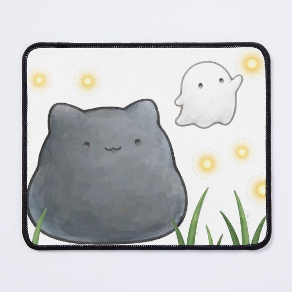 Item preview, Cute Black Cat Ghost Fireflies Night Fall Kawaii Sticker designed and sold by xiaoxiaochibi.