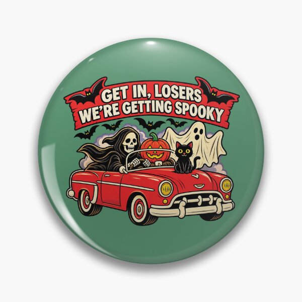 Item preview, Get in, Losers, We’re Getting Spooky – Funny Halloween Vintage Car Design designed and sold by IrhaArts.