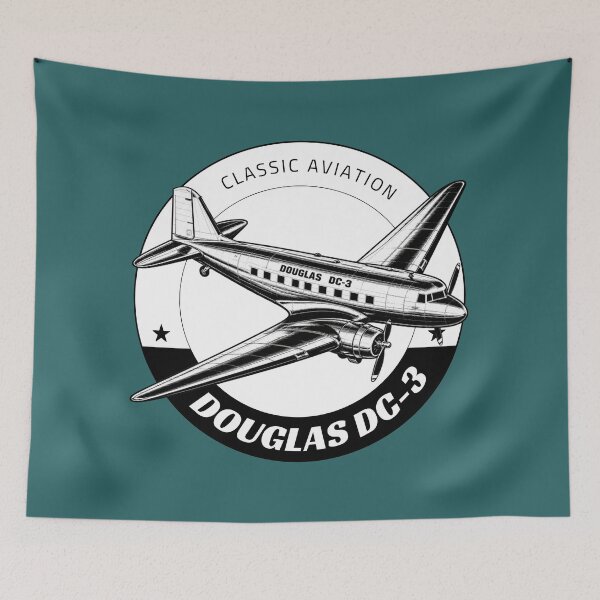 Item preview, Douglas DC-3 – Vintage Aircraft Black and White Illustration designed and sold by Zarppelon.