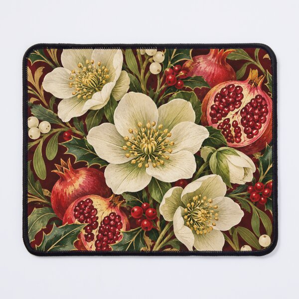 Item preview, Christmas Roses and Pomegranates – Festive Botanical Art designed and sold by Dapplequill.