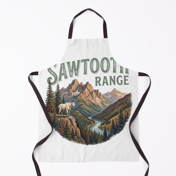Item preview, Sawtooth Range Idaho Mountain Goat, Vintage Hiking National Forest Illustration designed and sold by raedattia.