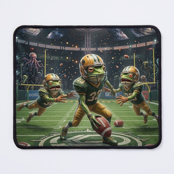 Item preview, Cosmic Alien Frog American Football Player Gridiron Galaxy Stadium Pop Surrealism designed and sold by Rain-Road.