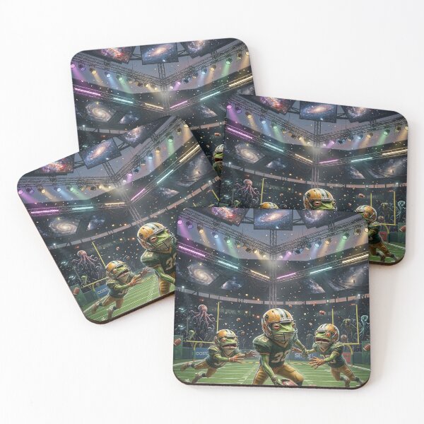 Item preview, Cosmic Alien Frog American Football Player Gridiron Galaxy Stadium Pop Surrealism designed and sold by Rain-Road.