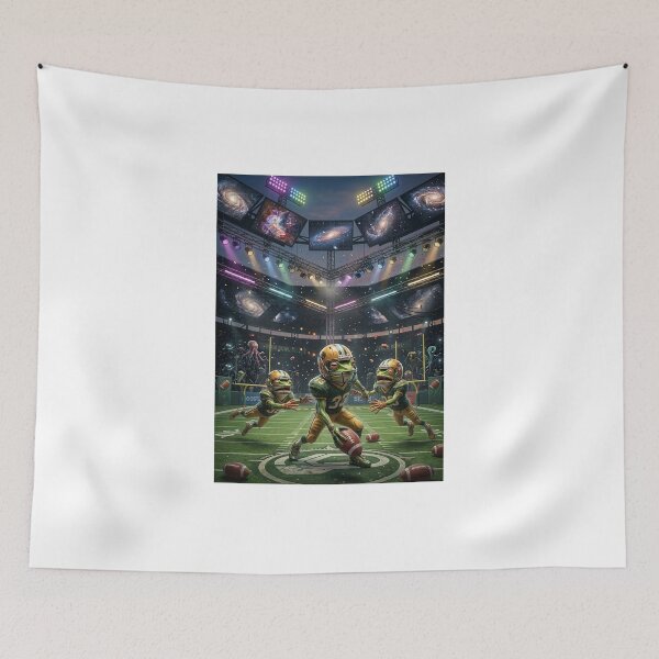 Item preview, Cosmic Alien Frog American Football Player Gridiron Galaxy Stadium Pop Surrealism designed and sold by Rain-Road.