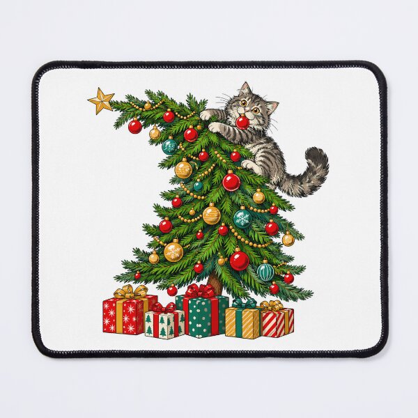 Item preview, Funny Cat Playing With Christmas Tree designed and sold by roni-harbor.