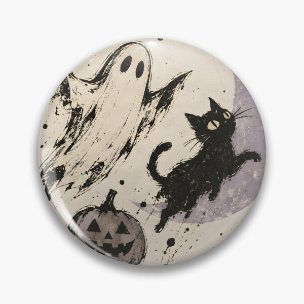 Item preview, Vintage Halloween Ghost Black Cat and Pumpkin designed and sold by sigmaartstudio.