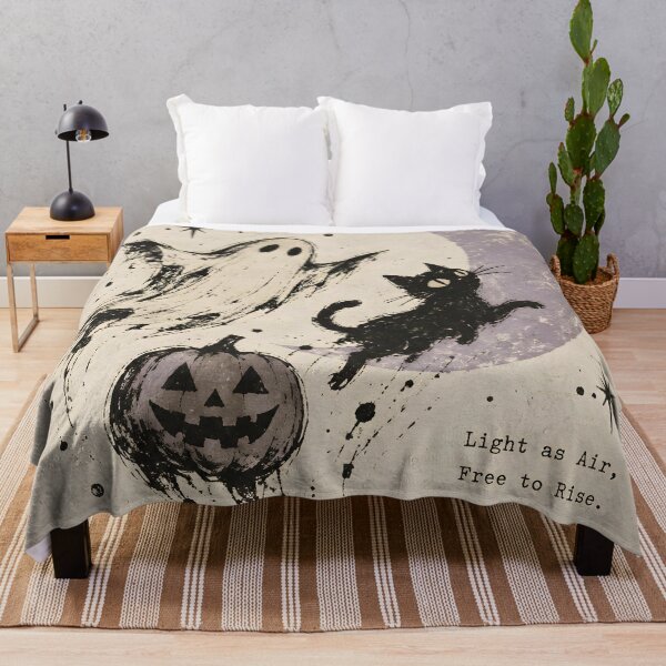 Item preview, Vintage Halloween Ghost Black Cat and Pumpkin designed and sold by sigmaartstudio.
