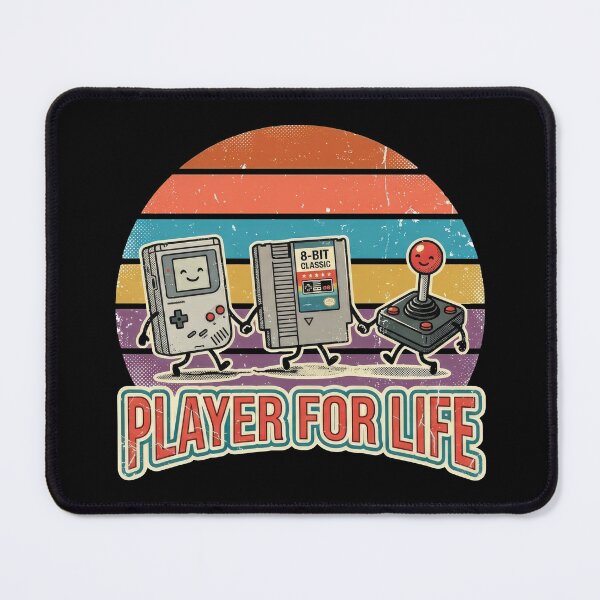 Item preview, Player For Life - Retro Vintage Video Game 8-Bit Nostalgia designed and sold by TontikDesign.