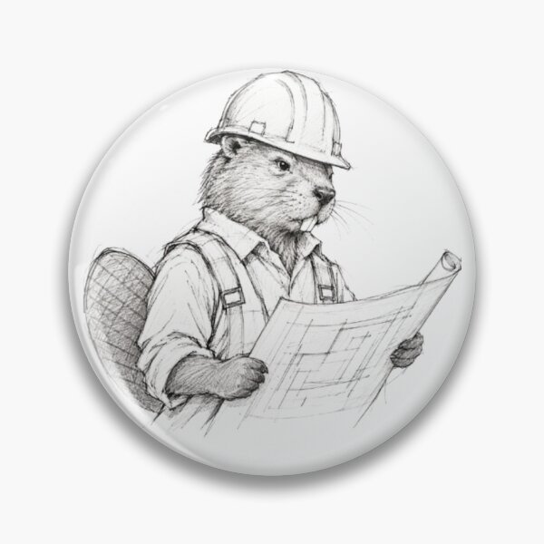 Item preview, Beaver Engineer Reading Blueprint Architectural Sketch designed and sold by Snurly.