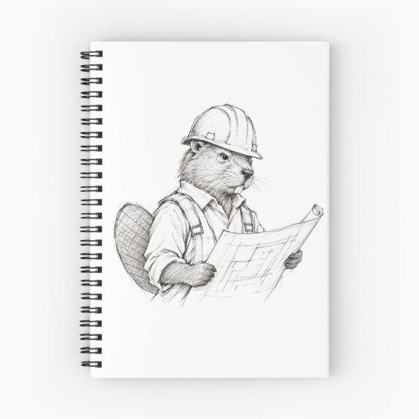 Item preview, Beaver Engineer Reading Blueprint Architectural Sketch designed and sold by Snurly.