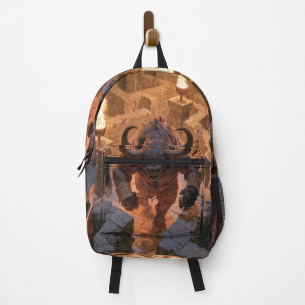 Item preview, A powerful Minotaur standing within an ancient stone labyrinth lit by flaming torches, Fantasy & Mythological Creatures designed and sold by CDC40.
