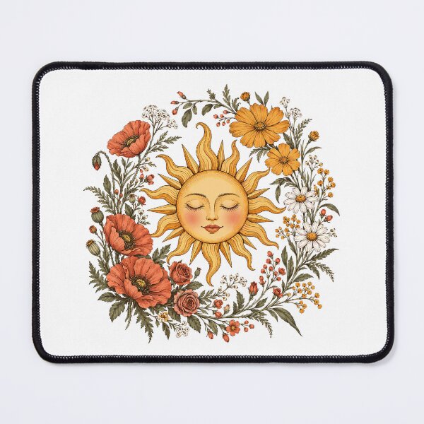 Item preview, Vintage Celestial Sun Botanical Wildflowers Boho Art designed and sold by roni-harbor.