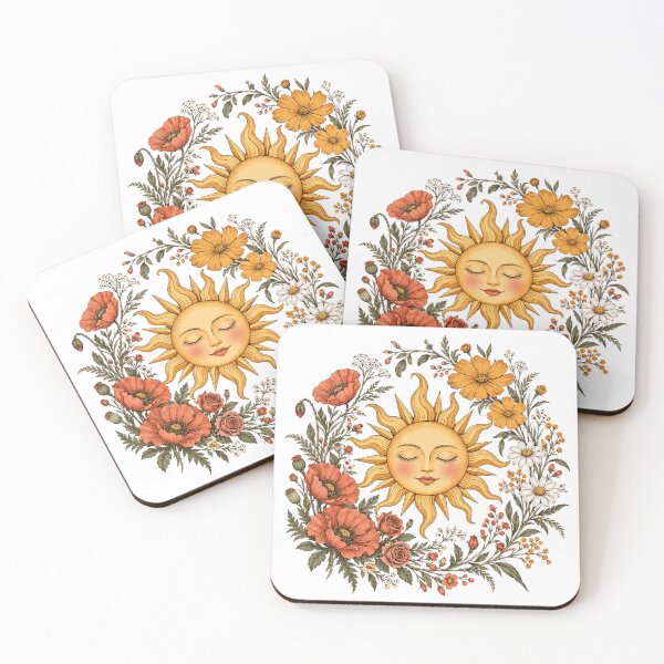 Item preview, Vintage Celestial Sun Botanical Wildflowers Boho Art designed and sold by roni-harbor.