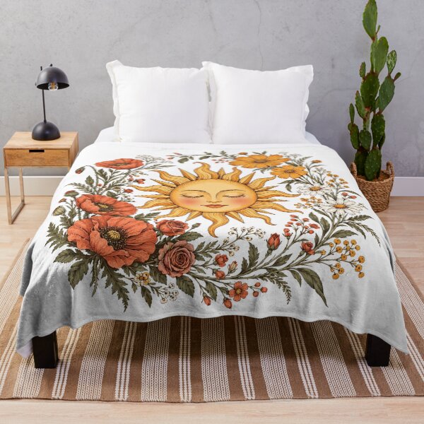 Item preview, Vintage Celestial Sun Botanical Wildflowers Boho Art designed and sold by roni-harbor.