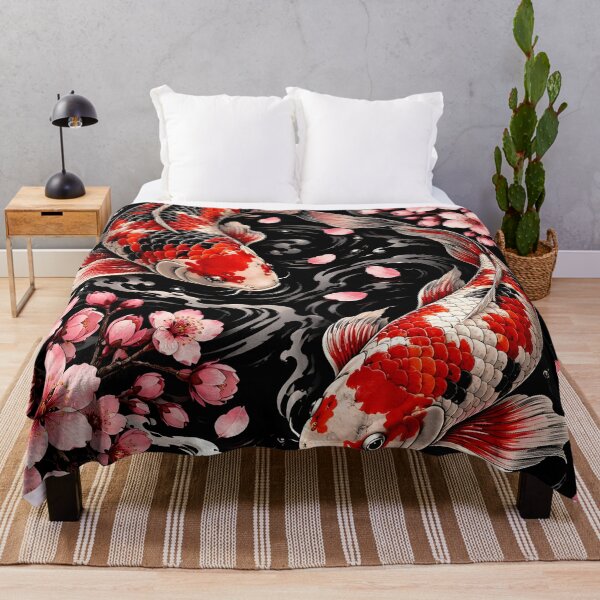 Item preview, Twin Koi Fish Pond - Sakura Blossoms Dark Water designed and sold by GrinGalore.