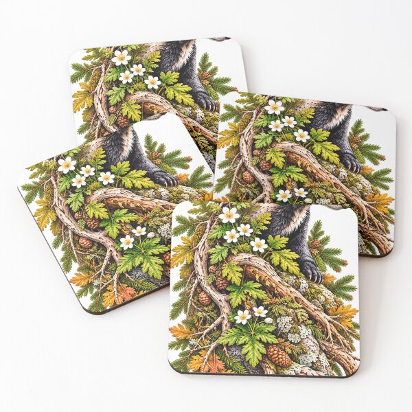 Item preview, The Woodland Forager | Badger Forest Plant Art designed and sold by Norvian.