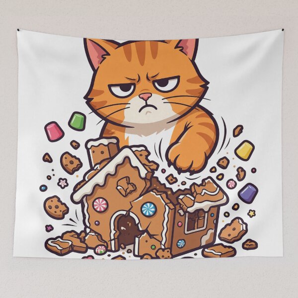 Item preview, Gingerbread Demolition: Grumpy Christmas Cat designed and sold by Odd-jack.
