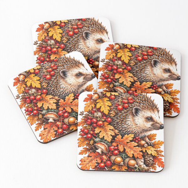 Item preview, The Autumn Shelter | Hedgehog Acorn Berry Art designed and sold by Norvian.