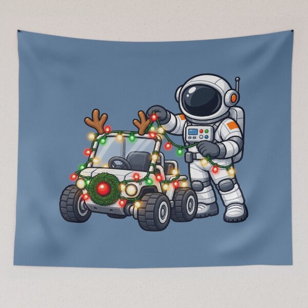 Item preview, Christmas Astronaut Decorating a Lunar Rover designed and sold by BROHLine Studio.