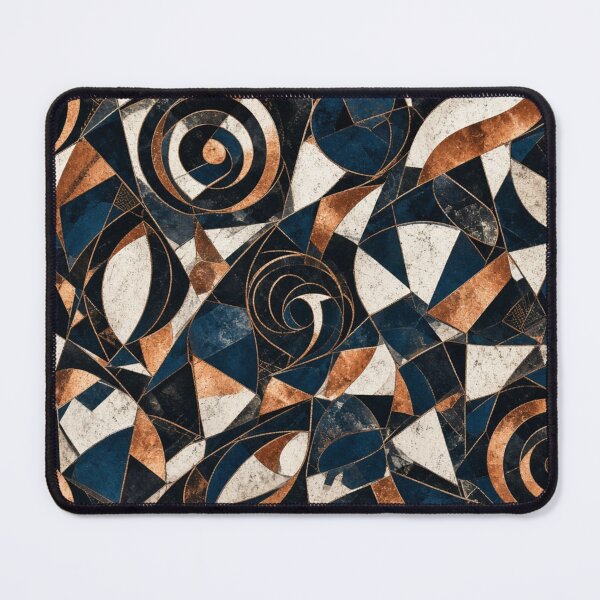 Item preview, Art Deco Geometric Mosaic - Navy Copper & Gold Marble Pattern designed and sold by Dogandesighn.