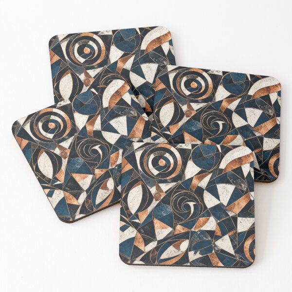 Item preview, Art Deco Geometric Mosaic - Navy Copper & Gold Marble Pattern designed and sold by Dogandesighn.
