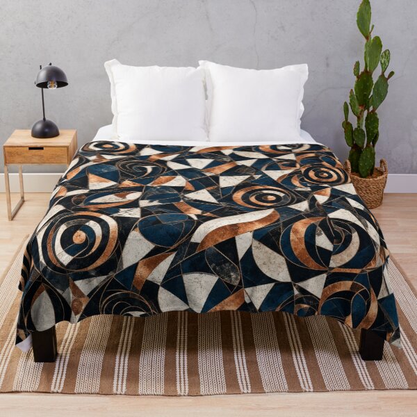 Item preview, Art Deco Geometric Mosaic - Navy Copper & Gold Marble Pattern designed and sold by Dogandesighn.
