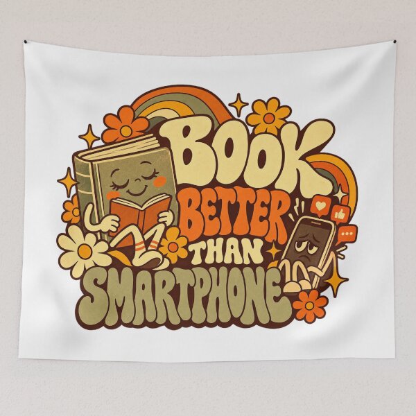 Item preview, Book Better Than Smartphone Funny Bookworm Retro Design designed and sold by RDproject.