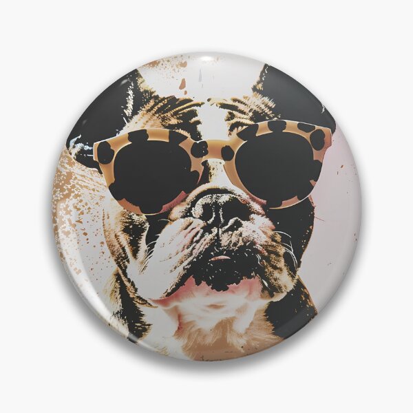 Item preview, Cool French Bulldog with sunglasses – Retro Pop Art dog portrait in screen print style designed and sold by Artdavesalzburg.