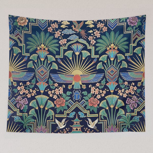Item preview, Art Deco Maximalist Egyptian & Chinoiserie Silk Brocade Pattern designed and sold by Sybille-Yates.