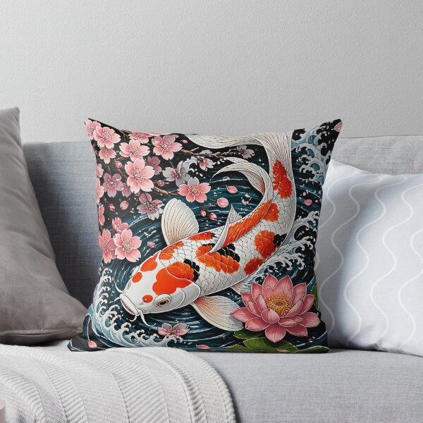 Item preview, Majestic Koi Fish - Lotus Flower Sakura Ripples Art designed and sold by GrinGalore.