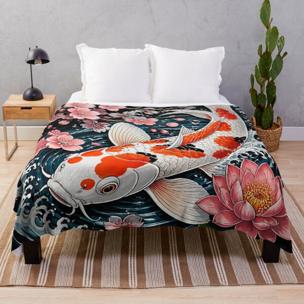 Item preview, Majestic Koi Fish - Lotus Flower Sakura Ripples Art designed and sold by GrinGalore.