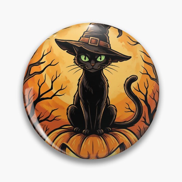 Item preview, Black Cat Witch Hat Pumpkin Full Moon Halloween Art designed and sold by ArtLabCreations.
