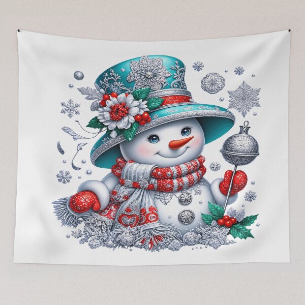Item preview,  Festive Snowman with Red Christmas Ornament designed and sold by JanChryzostom.