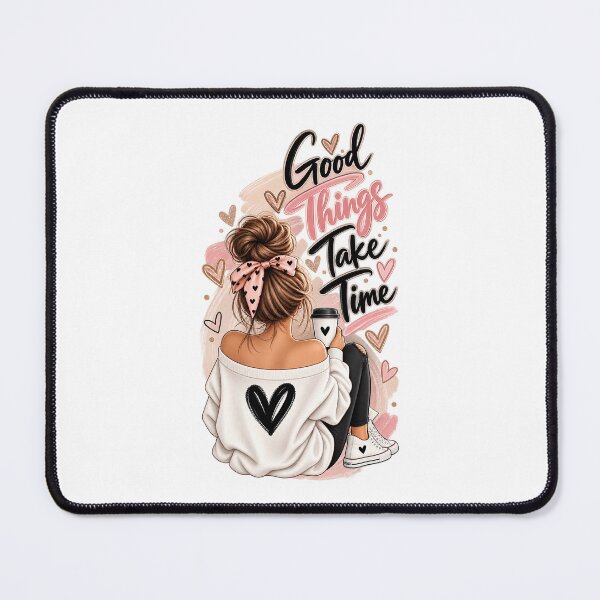 Item preview, Good Things Take Time Aesthetic Girl Sticker, Pink Coquette Coffee Lover Illustration designed and sold by Magounette.