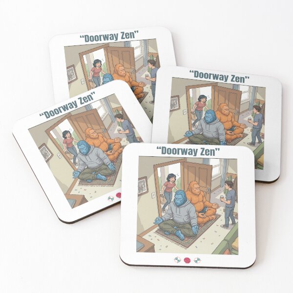 Item preview, Doorway Zen - Funny Bigfoot Meditation Cartoon designed and sold by Whimsy Trail Co.
