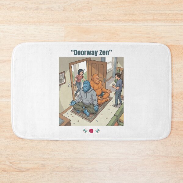 Item preview, Doorway Zen - Funny Bigfoot Meditation Cartoon designed and sold by Whimsy Trail Co.