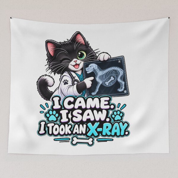 Item preview, I Came I Saw I Took an X-Ray – Funny Veterinary Radiology Cat designed and sold by Bettybee00.