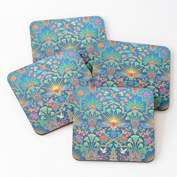 Item preview, Art Deco Maximalist Egyptian & Chinoiserie Silk Brocade Pattern designed and sold by Sybille-Yates.