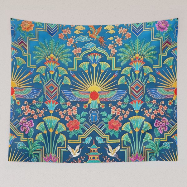 Item preview, Art Deco Maximalist Egyptian & Chinoiserie Silk Brocade Pattern designed and sold by Sybille-Yates.
