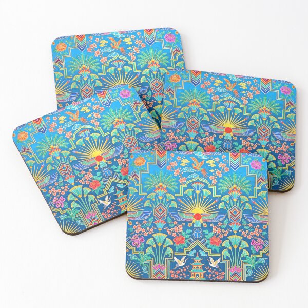 Item preview, Art Deco Maximalist Egyptian & Chinoiserie Silk Brocade Pattern designed and sold by Sybille-Yates.