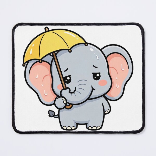 Item preview, It was raining, and the baby elephant was holding a small umbrella in its trunk. designed and sold by THITIMON2527.