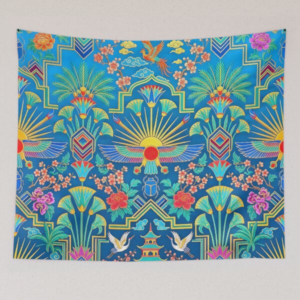 Item preview, Art Deco Maximalist Egyptian & Chinoiserie Silk Brocade Pattern designed and sold by Sybille-Yates.