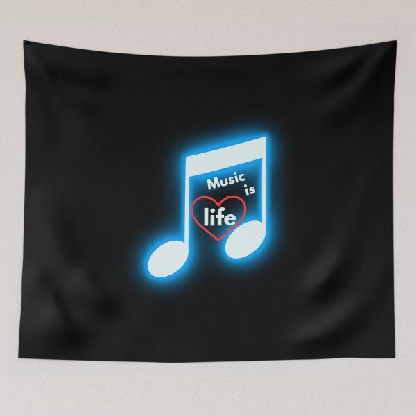 Item preview, Music Is Life - Glowing Neon Musical Note Heart Graphic designed and sold by Frafri92.