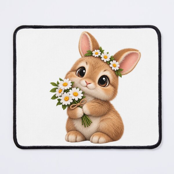 Item preview, Cute Baby Bunny with Daisies – Kawaii Rabbit Art designed and sold by Appu6667.