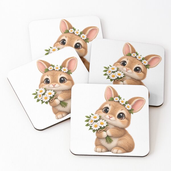Item preview, Cute Baby Bunny with Daisies – Kawaii Rabbit Art designed and sold by Appu6667.