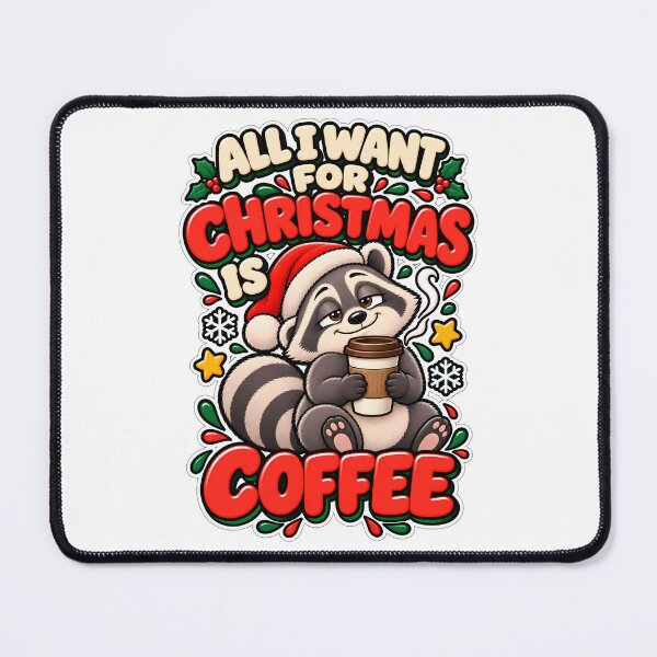 Item preview, Funny Christmas Raccoon Coffee Lover Santa Cartoon designed and sold by BDLuck2021.