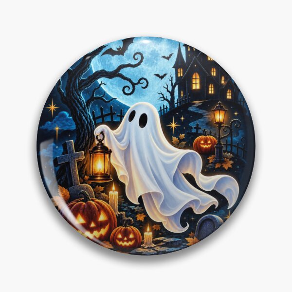 Item preview, Halloween Ghost Blue Moon Haunted House Art designed and sold by tmoca.