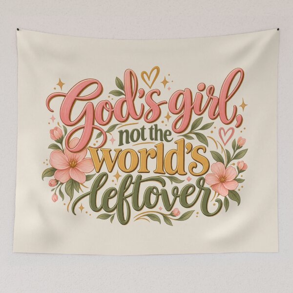 Item preview, God’s Girl Not the World’s Leftover, Christian Women’s Floral Typography, Faith Based Encouragement Design designed and sold by EatPrayLive.