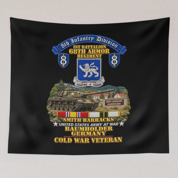 Item preview, 8th Infantry Division Scroll - 1st Bn 68th Armor Regiment - Baumholder Germany - Cold War Vet w COLD SVC - with M60 Scene - 3D - Transparent designed and sold by Military Insignia Products.